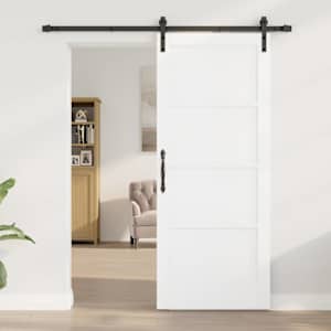 Posuvné dveře Bílá a černá 83 x 202 cm Masivní borovicové dřevo - obrázek 3