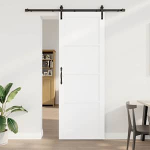 Drsna vrata Bela in črna 83 x 232 cm Trdna borovina