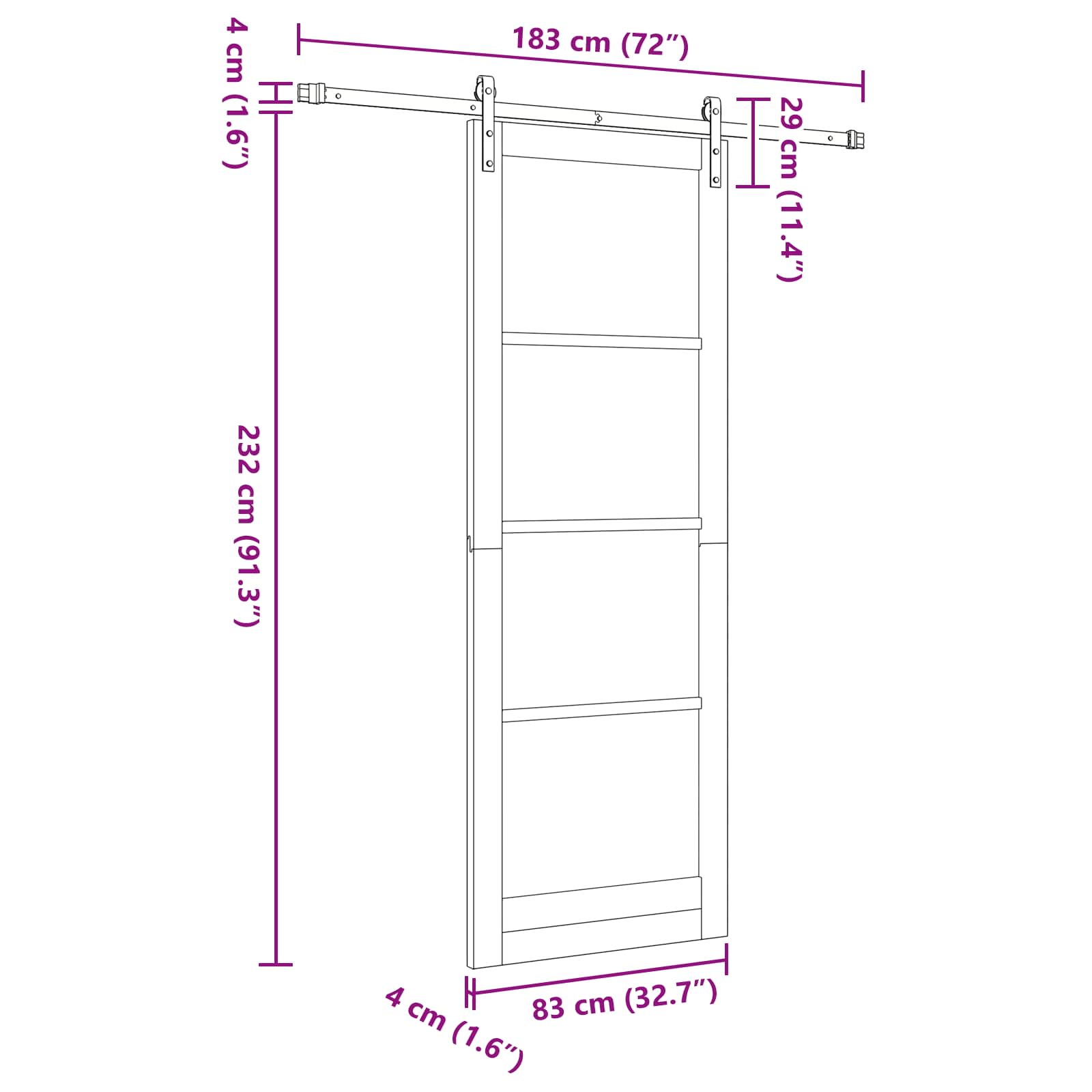 Drsna vrata Naravna in bela 83 x 232 cm Trdna borovina - slika 11