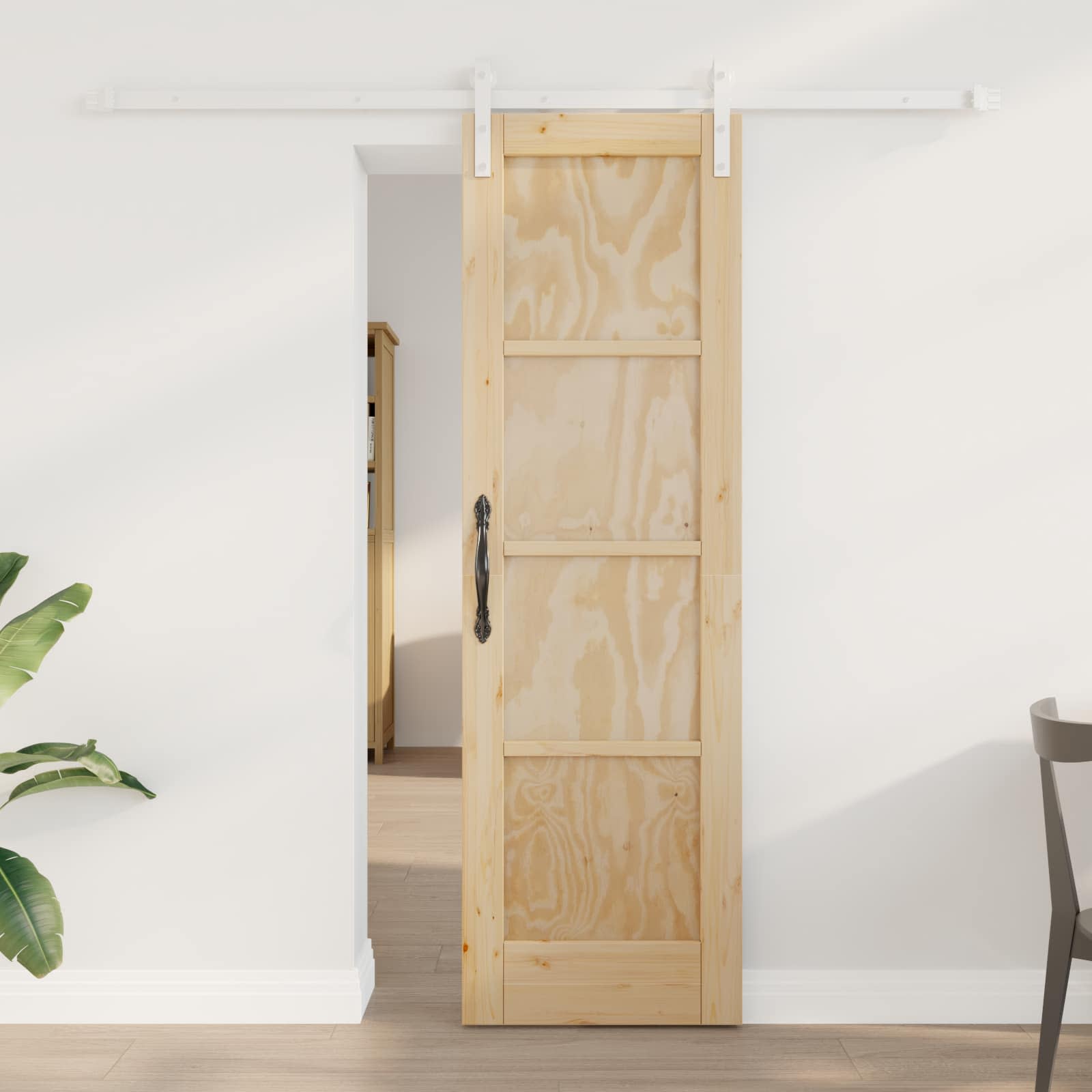 vidaXL Ușă glisantă Natural și Alb 61 x 198,5 cm Lemn masiv de pin