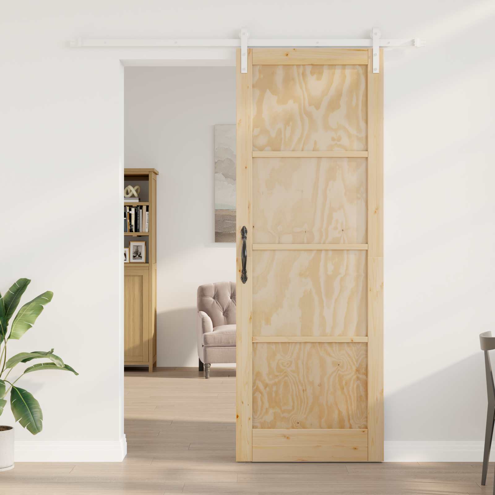 Drsna vrata Naravna in bela 83 x 232 cm Trdna borovina - slika 3