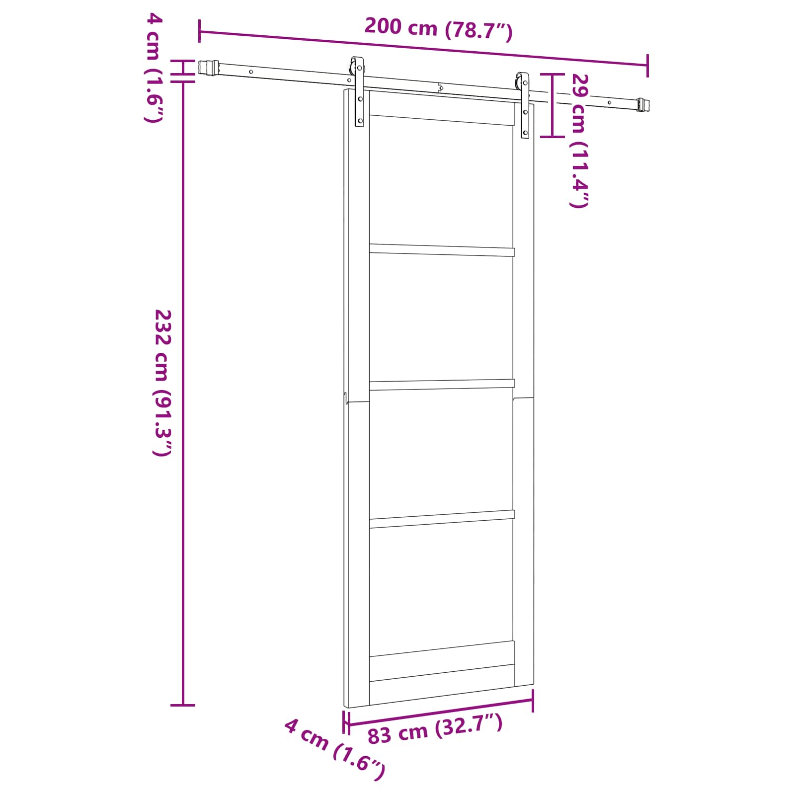 Drsna vrata Naravna in bela 83 x 232 cm Trdna borovina - slika 11