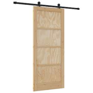 vidaXL Libisev uks Naturaalne ja must 86 x 198,5 cm Toekas m&auml;nnipuit