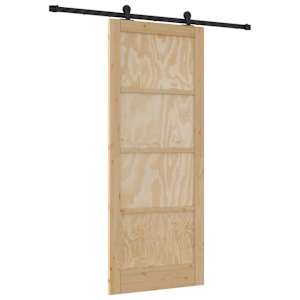 vidaXL Libisev uks Naturaalne ja must 86 x 211 cm Toekas m&auml;nnipuit