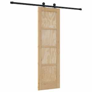 vidaXL Libisev uks Naturaalne ja must 61 x 198,5 cm Toekas m&auml;nnipuit