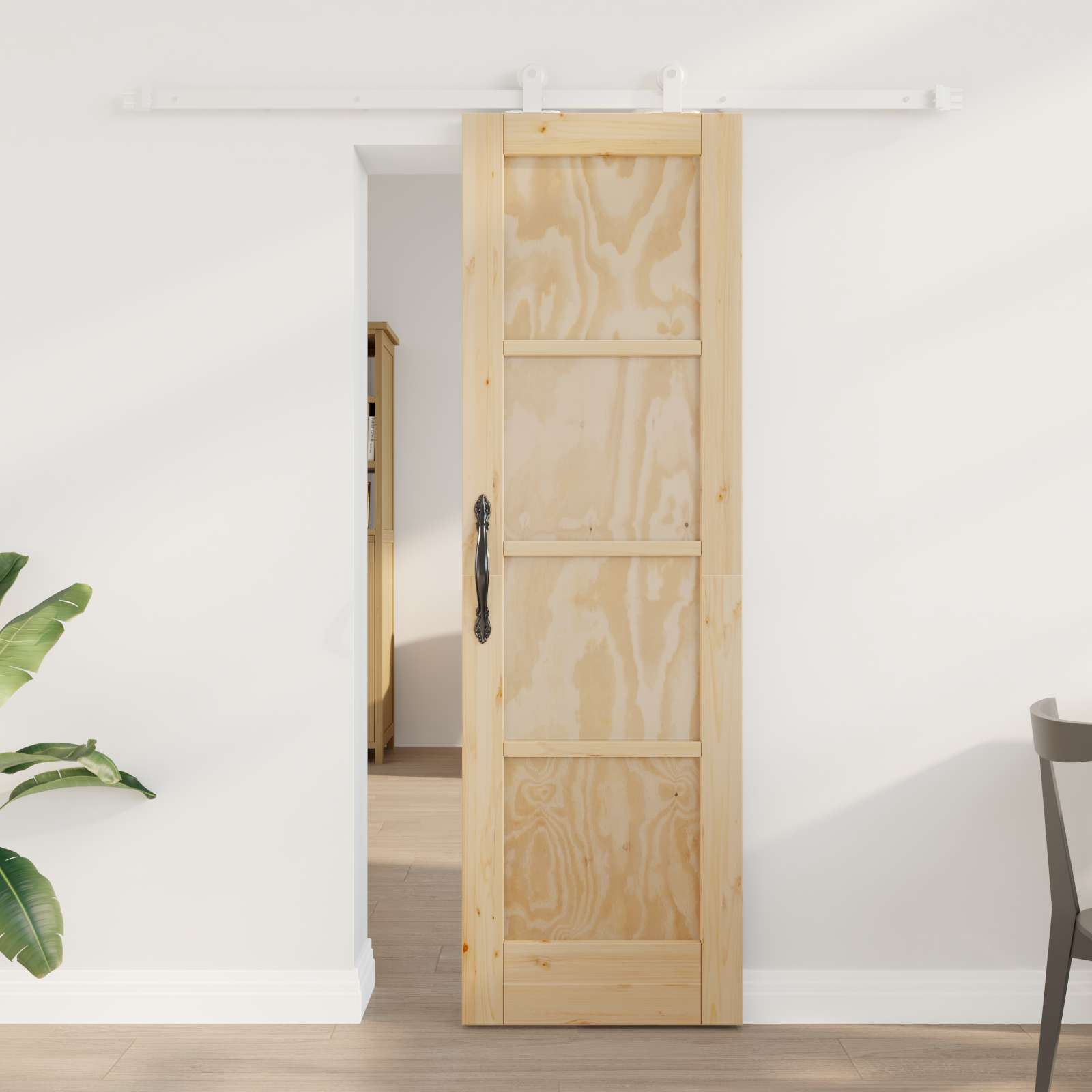 vidaXL Ușă glisantă Natural și Alb 61 x 198,5 cm Lemn masiv de pin