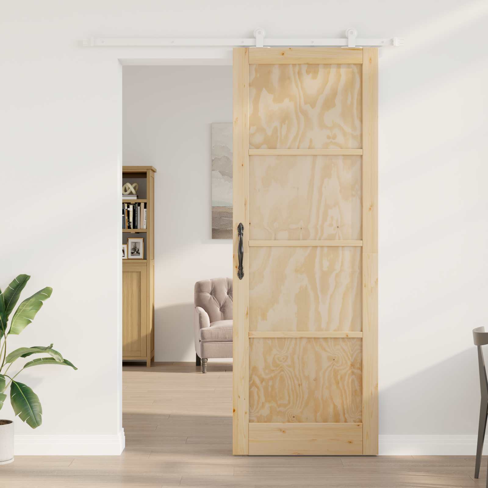 Drsna vrata Naravna in bela 83 x 232 cm Trdna borovina - slika 3