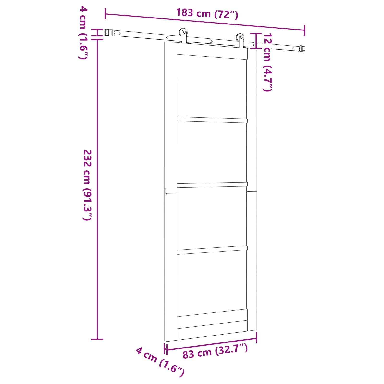 Drsna vrata Naravna in bela 83 x 232 cm Trdna borovina - slika 11