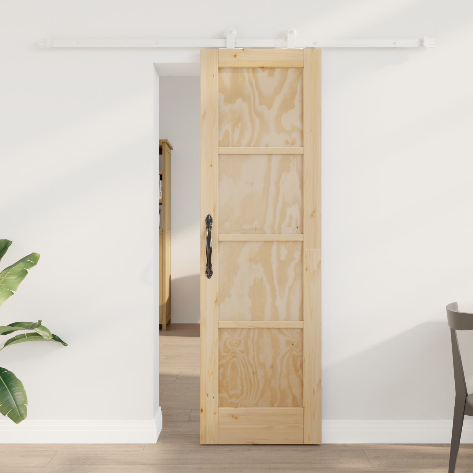 vidaXL Ușă glisantă Natural și Alb 61 x 198,5 cm Lemn masiv de pin