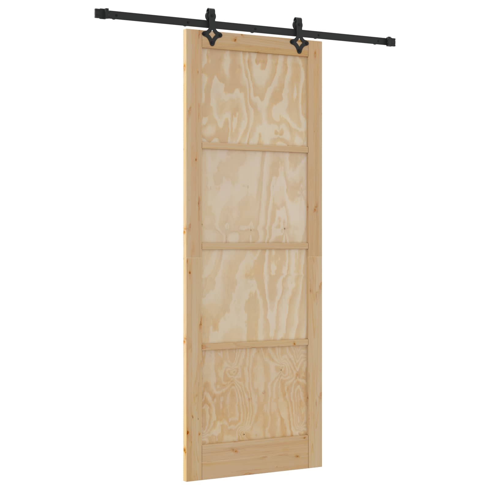 Drsna vrata Naravna in črna 83 x 232 cm Trdna borovina - slika 2