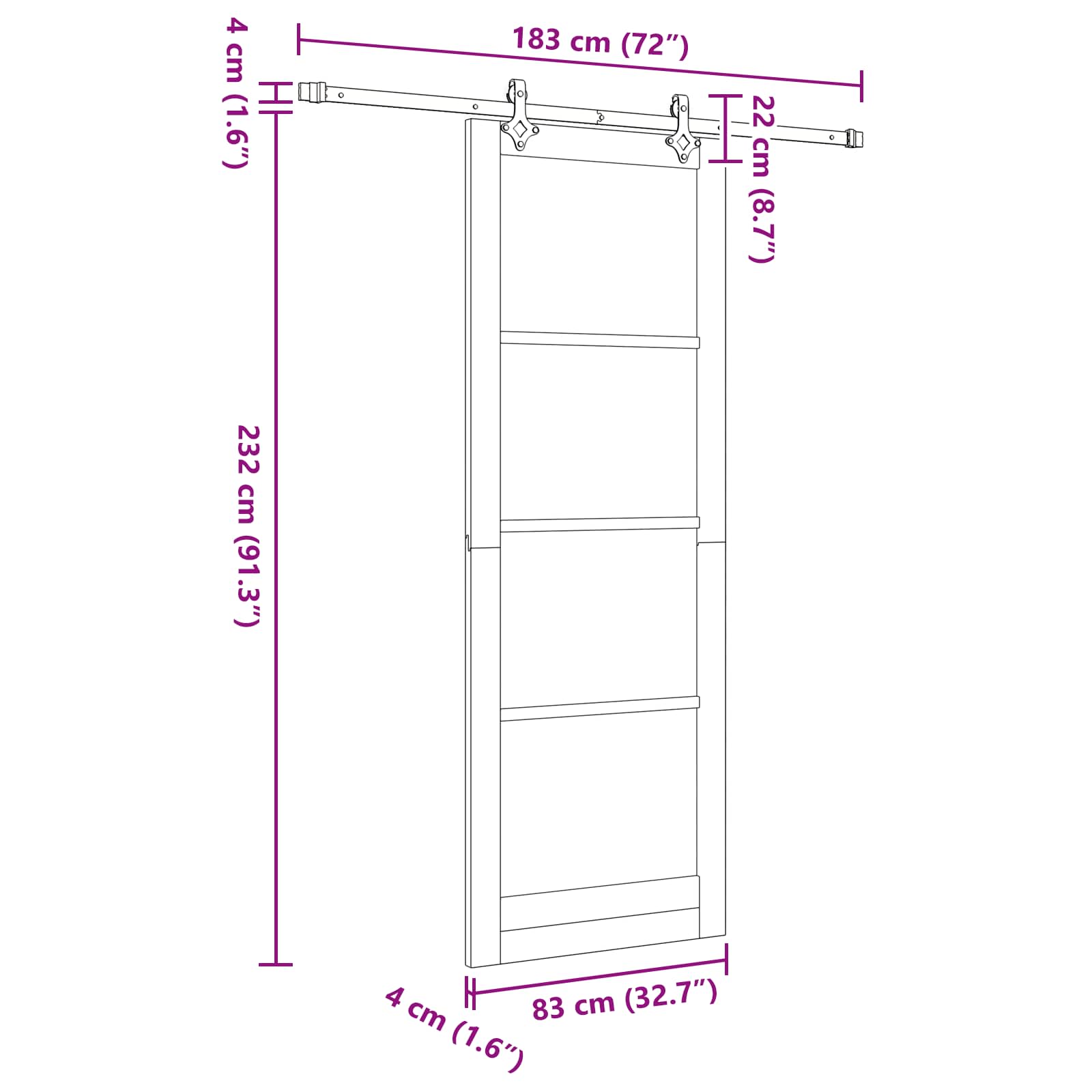 Drsna vrata Naravna in črna 83 x 232 cm Trdna borovina - slika 11