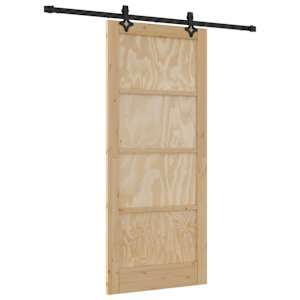 vidaXL Libisev uks Naturaalne ja must 86 x 198,5 cm Toekas m&auml;nnipuit