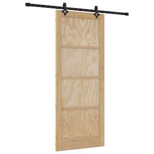 vidaXL Libisev uks Naturaalne ja must 86 x 211 cm Toekas m&auml;nnipuit