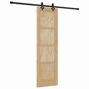 vidaXL Libisev uks Naturaalne ja must 61 x 198,5 cm Toekas m&auml;nnipuit