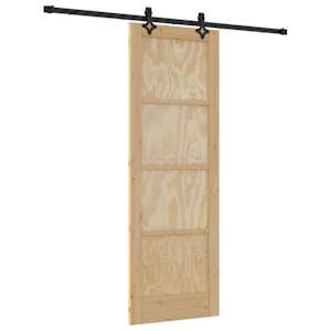 vidaXL Libisev uks Naturaalne ja must 73,5 x 211 cm Toekas m&auml;nnipuit