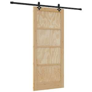 vidaXL Libisev uks Naturaalne ja must 86 x 198,5 cm Toekas m&auml;nnipuit