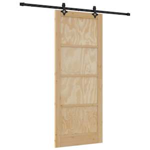vidaXL Libisev uks Naturaalne ja must 86 x 211 cm Toekas m&auml;nnipuit