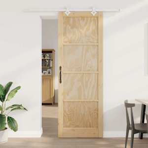 Drsna vrata Naravna in bela 83 x 232 cm Trdna borovina