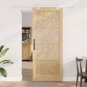 Drsna vrata Naravna in bela 86 x 211 cm Trdna borovina