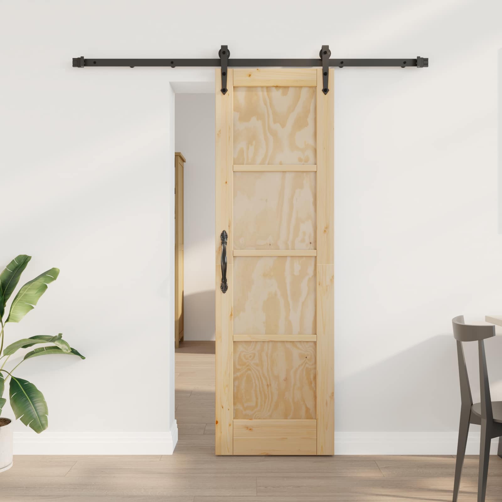 vidaXL Ușă glisantă ORKDAL Natural și Negru 61 x 198,5 cm