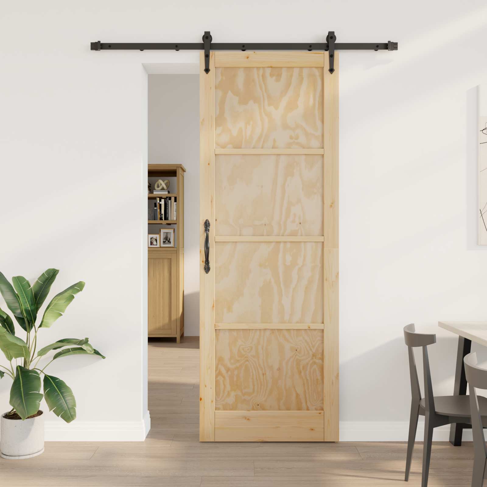 vidaXL Ușă glisantă ORKDAL Natural și Negru 83 x 232 cm