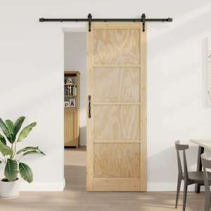Drsna vrata ORKDAL Naravna in črna 83 x 232 cm Trdna borovina