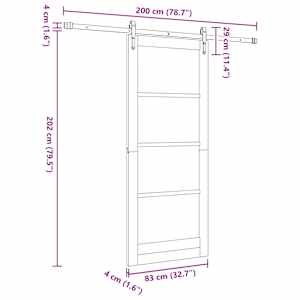 Posuvné dveře ORKDAL Bílá 83 x 202 cm Masivní borovicové dřevo - obrázek 11