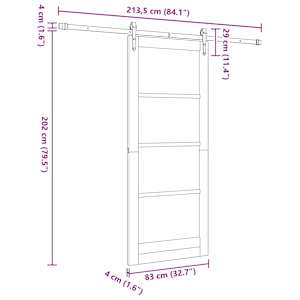 Posuvné dveře ORKDAL Bílá 83 x 202 cm Masivní borovicové dřevo - obrázek 11