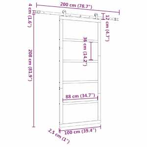 Posuvné dveře Přírodní 100 x 208 cm Masivní borovicové dřevo - obrázek 12