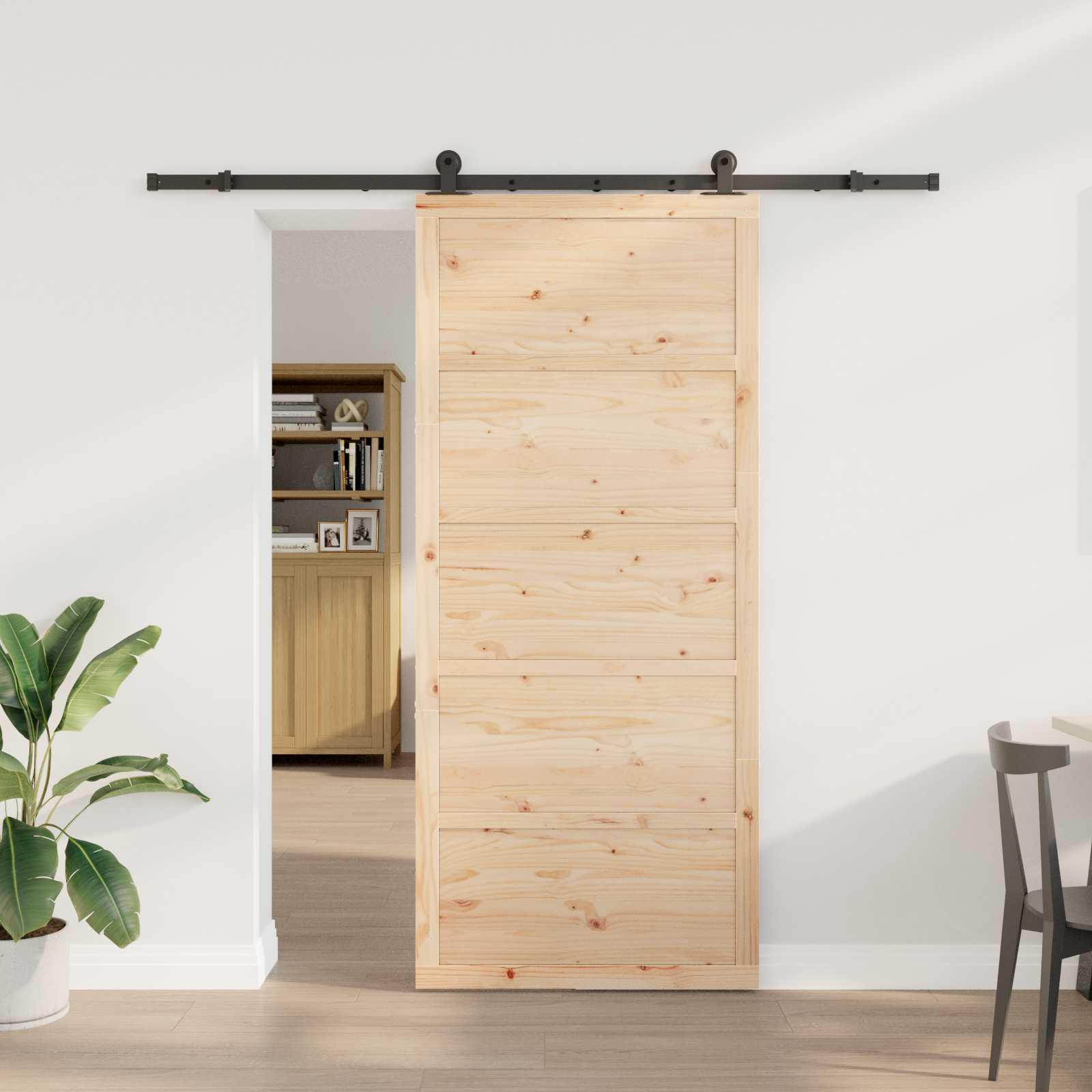 vidaXL Ușă glisantă natural 90 x 208 cm Lemn masiv de pin