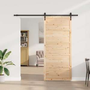 Posuvné dveře Přírodní 100 x 208 cm Masivní borovicové dřevo - obrázek 3