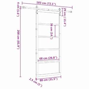 Posuvné dveře Přírodní 80 x 208 cm Masivní borovicové dřevo - obrázek 12