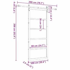 Posuvné dveře Přírodní 100 x 208 cm Masivní borovicové dřevo - obrázek 12