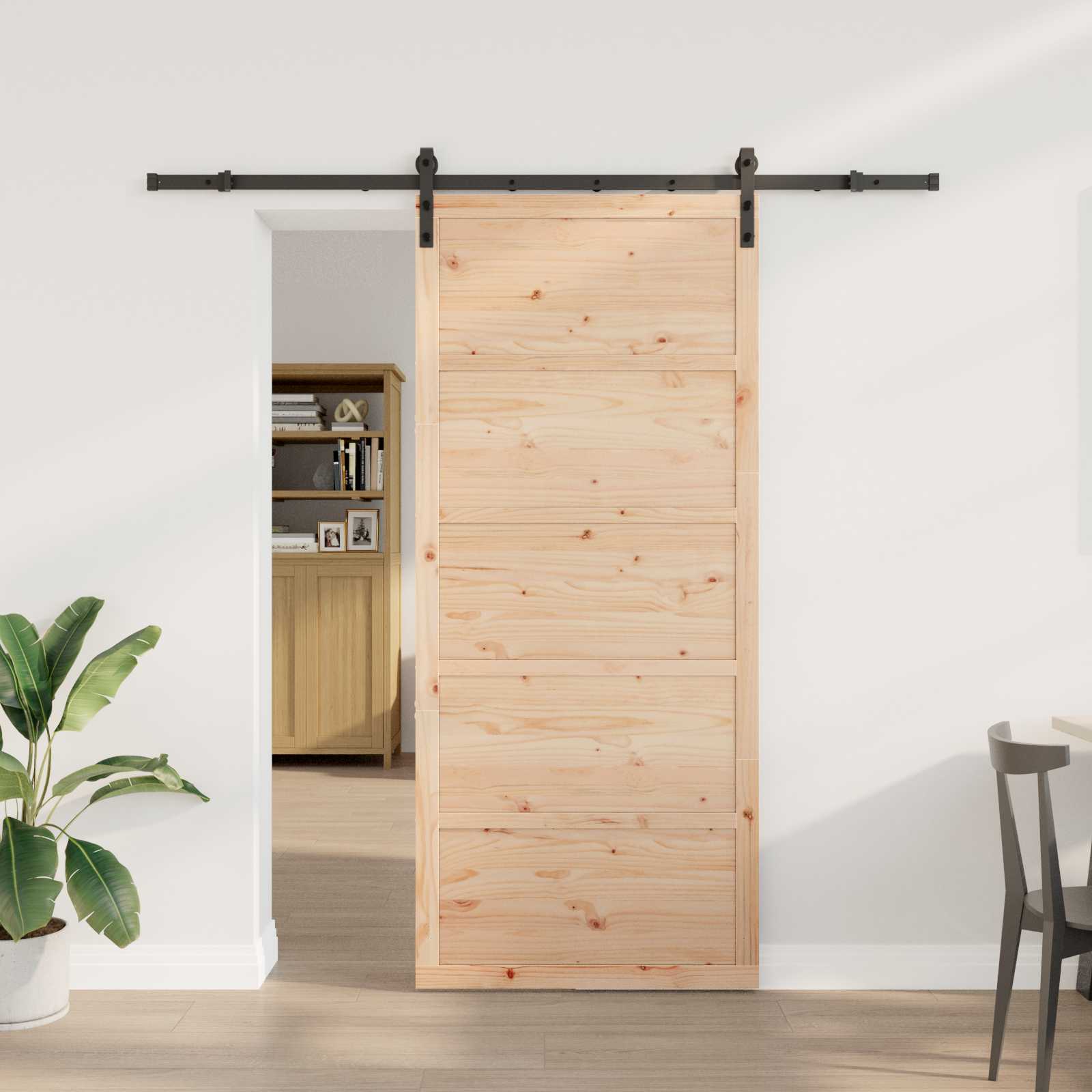 vidaXL Ușă glisantă natural 100 x 208 cm Lemn masiv de pin