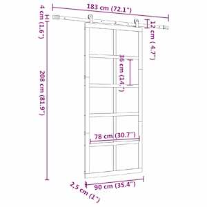 Posuvné dveře Přírodní 90 x 208 cm Masivní borovicové dřevo - obrázek 12