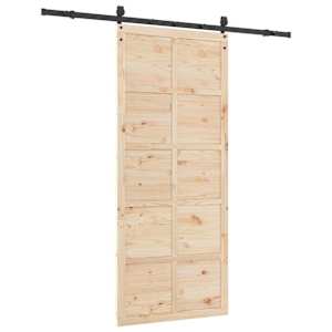 Posuvné dveře Přírodní 90 x 208 cm Masivní borovicové dřevo - obrázek 6