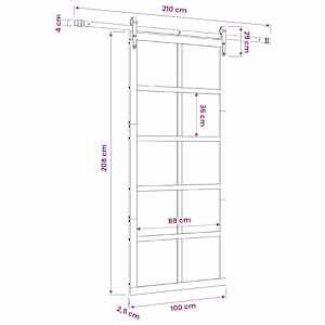 Posuvné dveře Přírodní 100 x 208 cm Masivní borovicové dřevo - obrázek 12