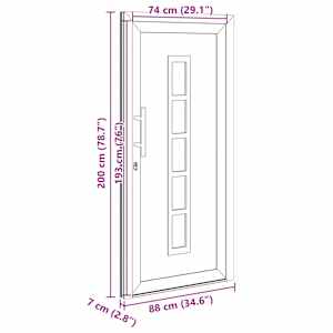 Přední dveře Bílá 88 x 200 cm PVC - obrázek 17