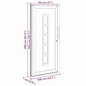 Přední dveře Bílá 108 x 208 cm PVC - obrázek 17