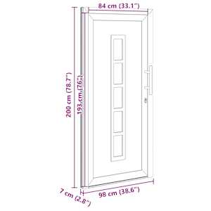 Přední dveře Antracitová 98 x 200 cm PVC - obrázek 17