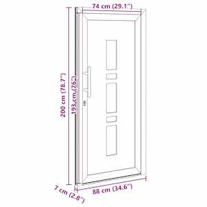 Přední dveře Antracitová 88 x 200 cm PVC - obrázek 17