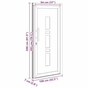 Přední dveře Antracitová 108 x 208 cm PVC - obrázek 17