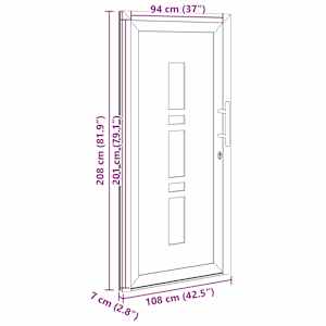 Přední dveře Antracitová 108 x 208 cm PVC - obrázek 17