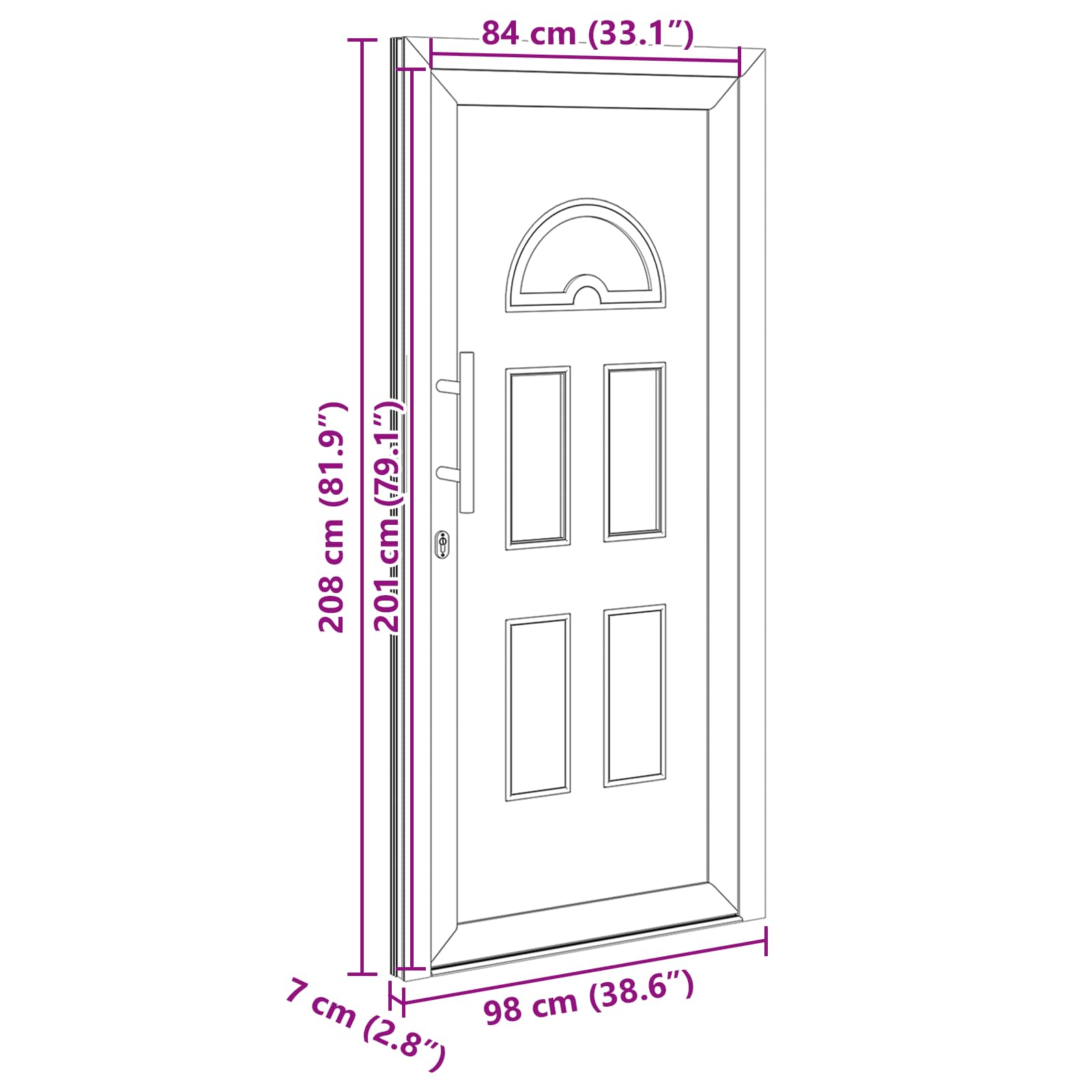 Přední dveře Antracitová 98 x 208 cm PVC - obrázek 17