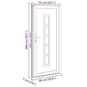 Přední dveře Bílá 88 x 200 cm PVC - obrázek 17
