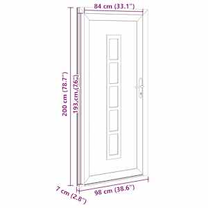 Přední dveře Bílá 98 x 200 cm PVC - obrázek 17