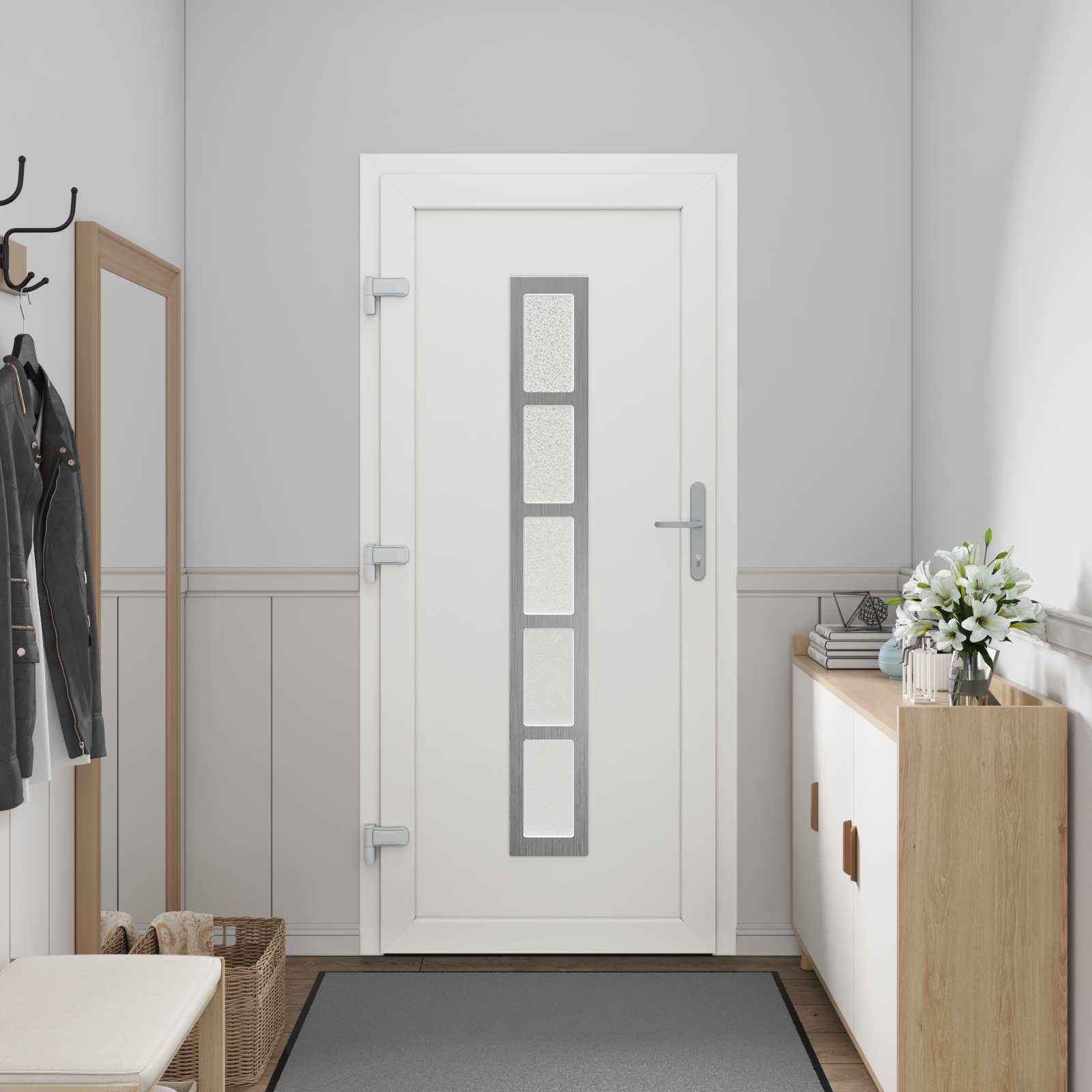 Hoveddør i PVC med glas - antracit 88 × 200 cm