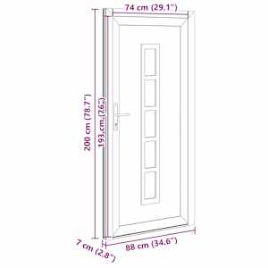 Přední dveře Antracitová 88 x 200 cm PVC - obrázek 11