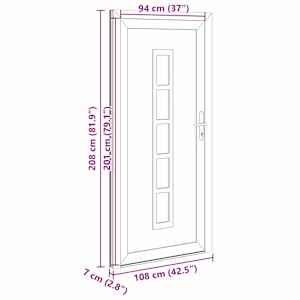 Přední dveře Antracitová 108 x 208 cm PVC - obrázek 17