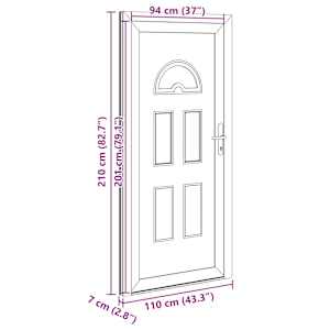 Přední dveře 110 x 210 cm PVC Antracitová - obrázek 17